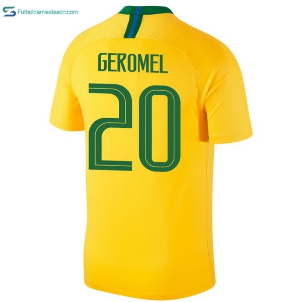 Camiseta Brasil 1ª Geromel 2018 Amarillo